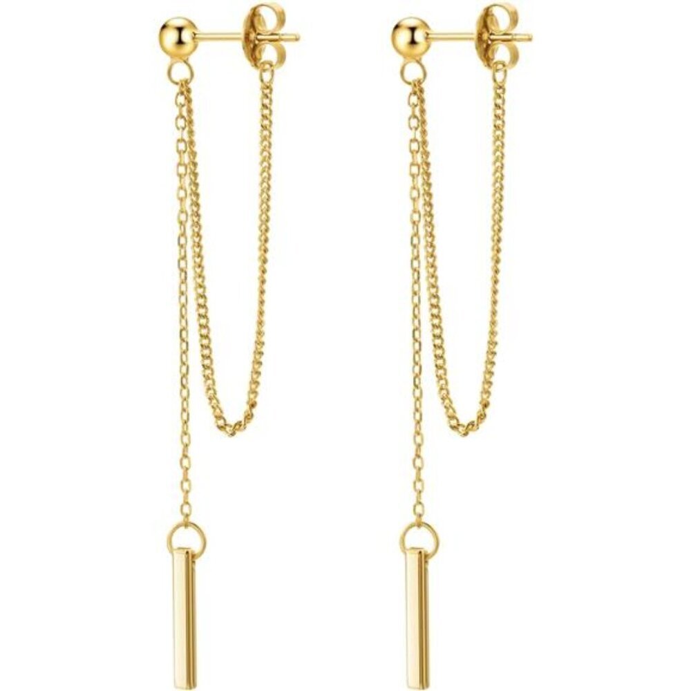 Chain Earrings for Women 18K Gold Plated Dainty Bar Drop Dangle Earrings